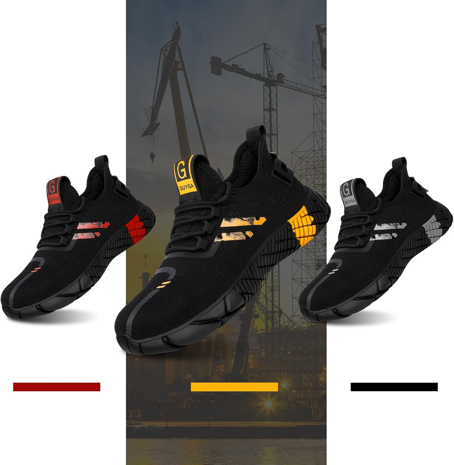 Steel Toe Shoes for Men Work Shoes Men Steel Toe Shoe for Construction Breathable Anti Smash Sneakers for Warehouse Lightweight Safety Indestructible Sneakers for Industrial - Image 7