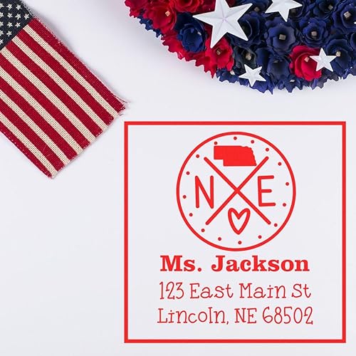 Miniatura 181 de Texas State Love - Sello de dirección cuadrado, uso con almohadilla de sellos, sello de correo de Texas, tamaño 1-5/8 pulgadas Manija