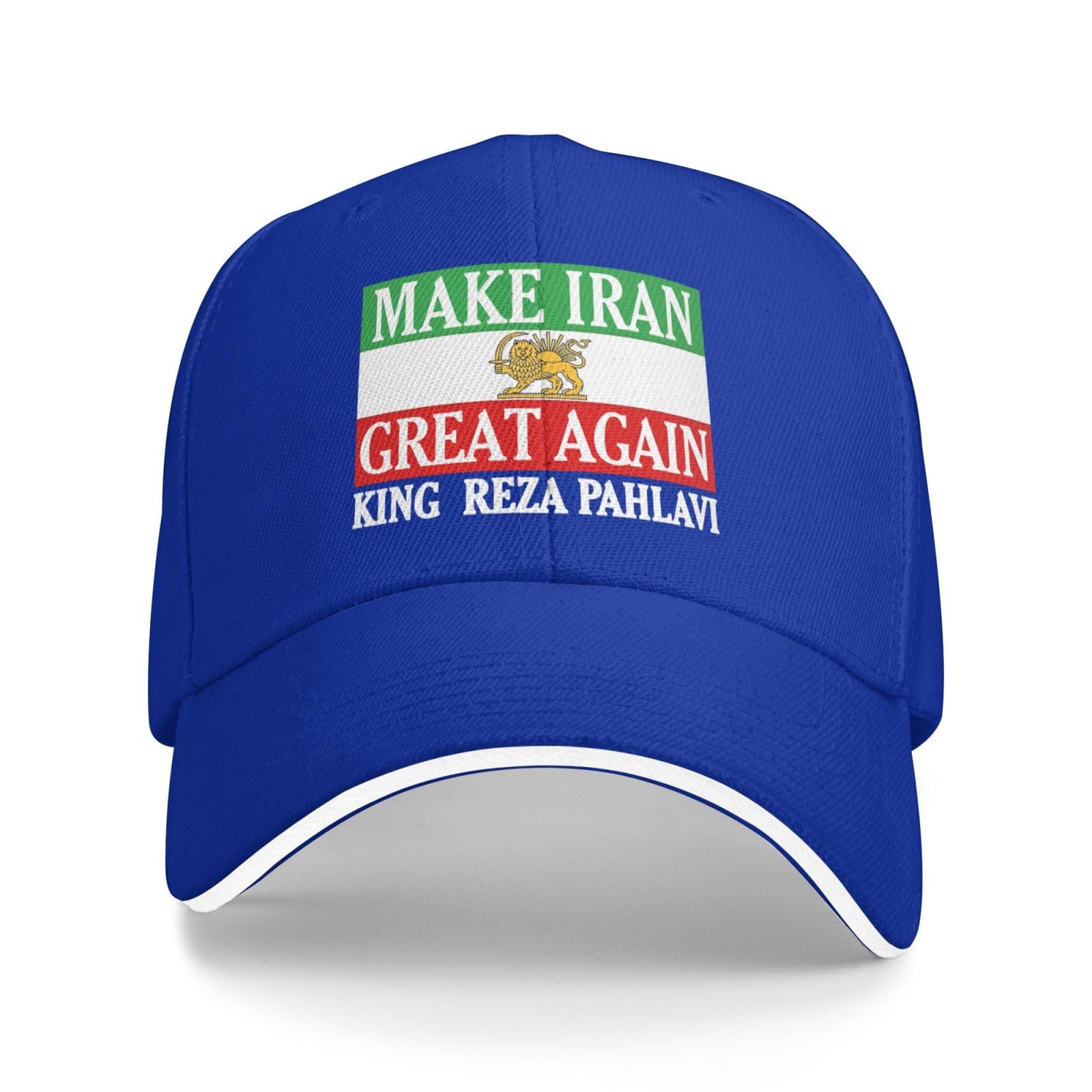 KWQDOZF Miga King Reza-Pahlavi Make Iran Great Again Hat Trucker Cap for Men Women Blue