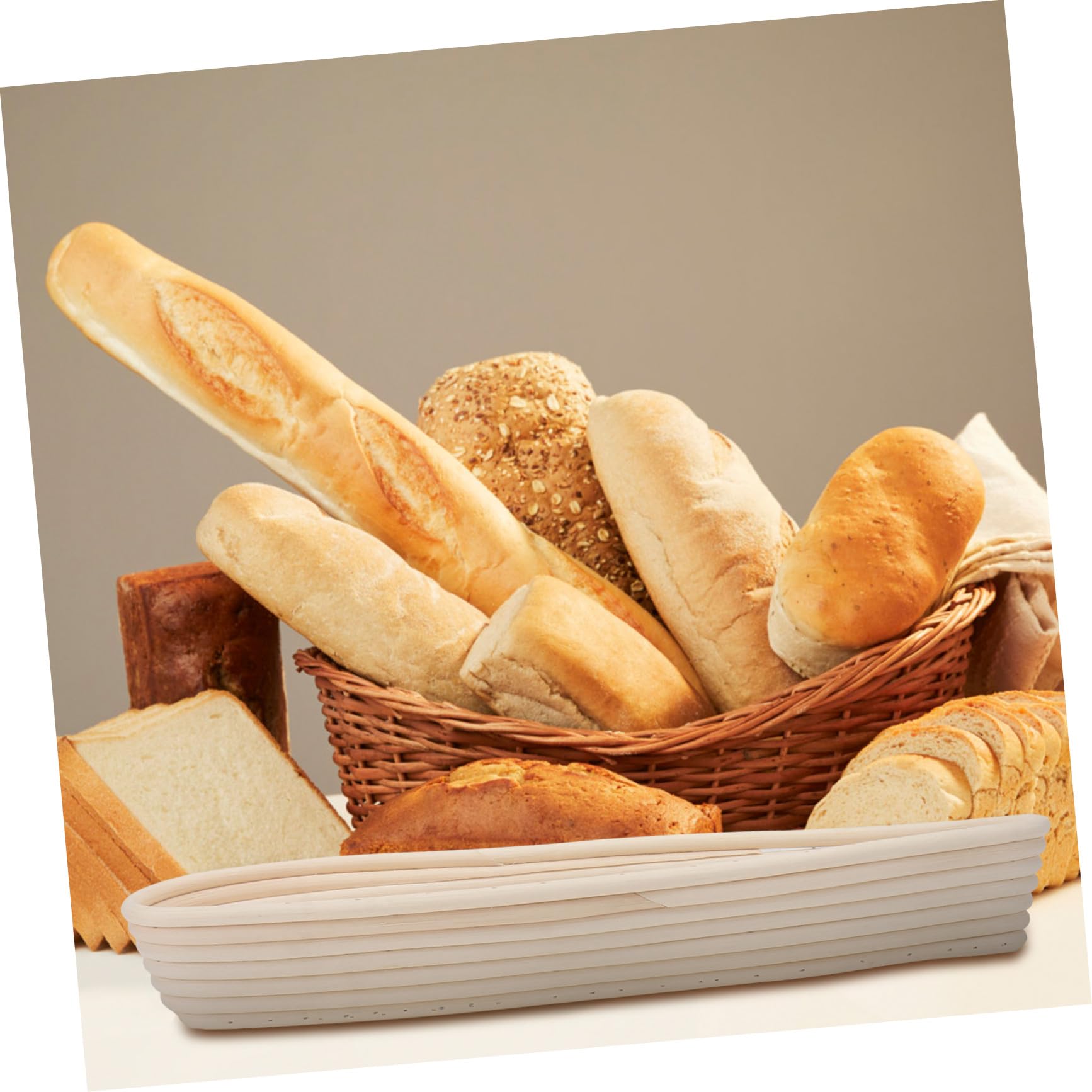 NOLITOY Cesta para Fermentar Pan Larga 43x9x5,5 Cm Ratán Tejida Cesta para Moldear Masa Panadería Hogar Restaurante 1 Unidad Reutilizable Fácil Limpieza