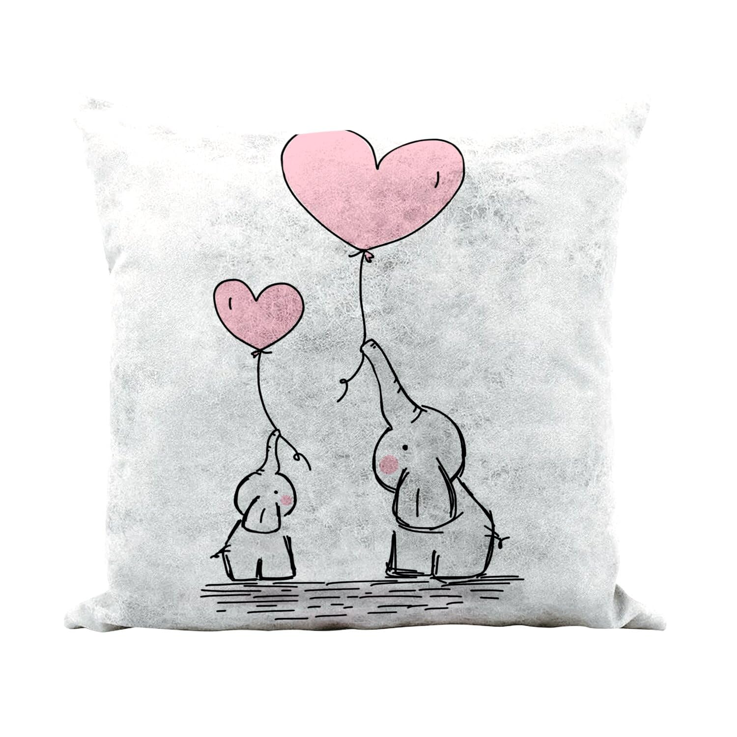 Coussin toucher cuir blanc motif éléphant peinture de haute finition