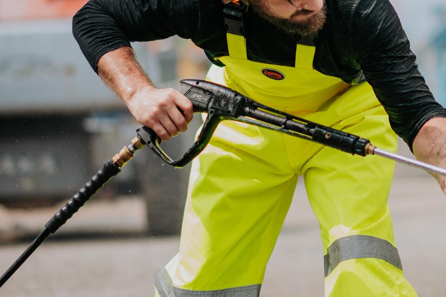 Pioneer Hi Vis Ripstop Waterproof Bib Pants/Overalls for Men - Reflective Safety Work Rain Pants - Image 14