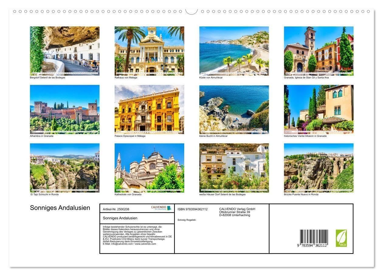 Sonniges Andalusien (hochwertiger Premium Wandkalender 2027 DIN A2 quer), Kunstdruck in Hochglanz: Andalusien besitzt eine lange und interessante ... und beeindruckende Natur. (CALVENDO Orte)