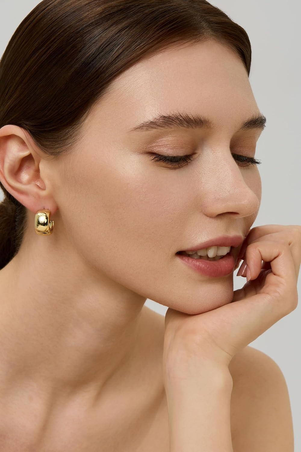 14K Gold Filled Hoop Earrings,925 Sterling Silver Huggie Earrings Hoops Earrings Trendy Chunky CZ Pin Earrings Jewelry Gifts for Women - Image 3