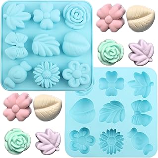 9 Cavity Flower Silicone Candy Molds Daisy Rose Floral Chocolate Mold For Candy Chocolate Desserts Baking Set Of 2