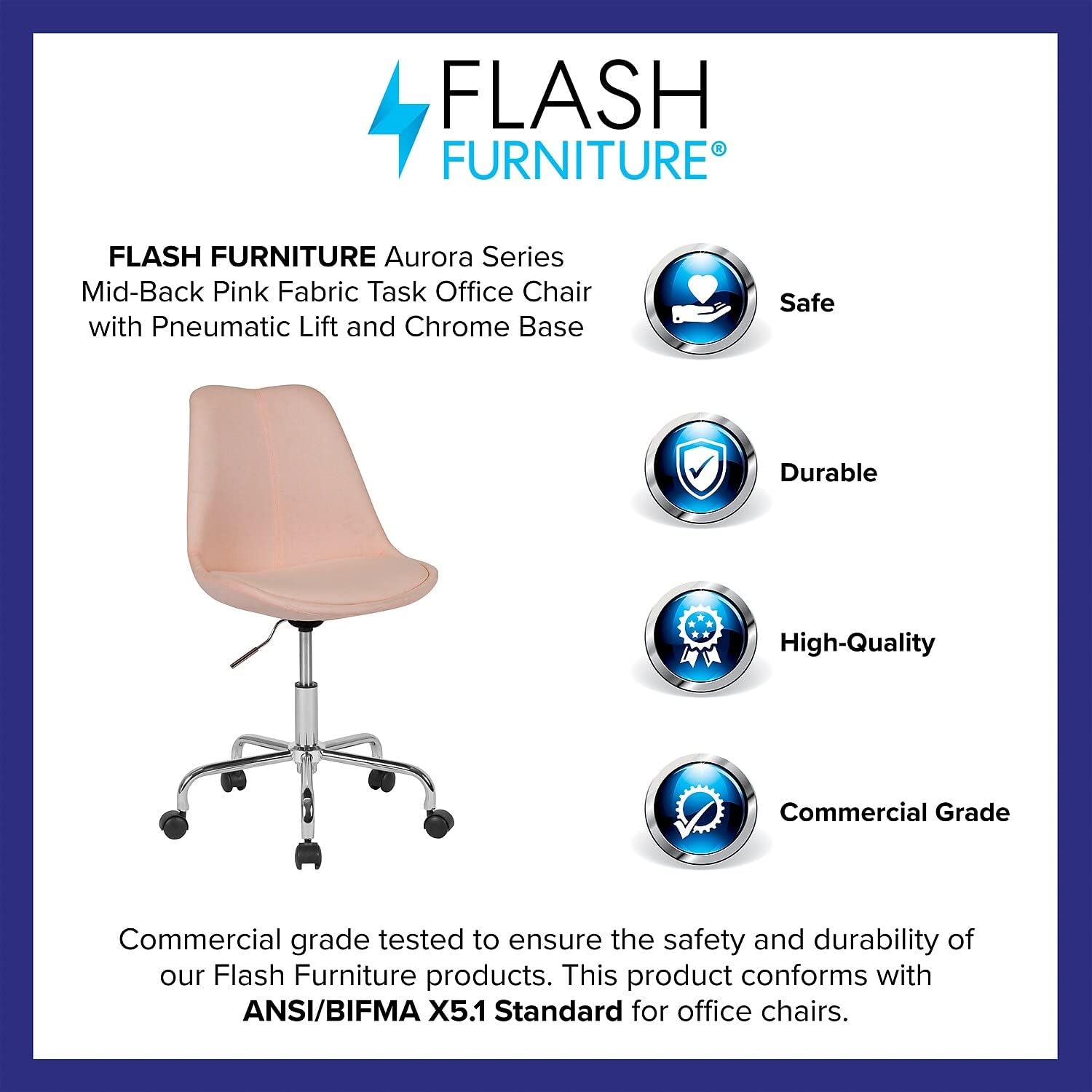 Pink Ergonomic Mid-Back Fabric Swivel Task Chair