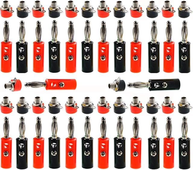 RUNCCI-YUN (26 Pairs 52 pcs)4mm Banana Plugs SocketAmplifier Terminal Connector,Binding Post Connector,for Speaker Wire, Wall Plate, Home Theater, Audio/Video Receiver, Amplifiers and Sound Systems