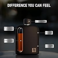 Vista 3 de Ragproper Frasco de vidrio para hombres – Frasco de bolsillo moderno para whisky y licor con tapa de corcho y revestimiento de silicona, cubierto