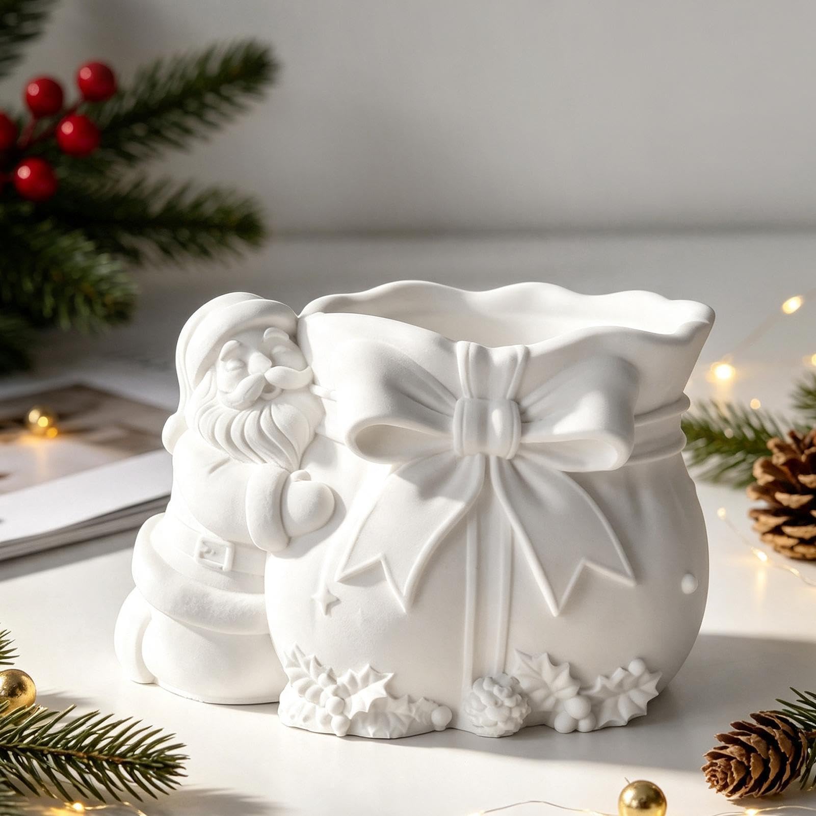 Świąteczny świecznik forma 3D Boże Narodzenie Święty Mikołaj torba na
