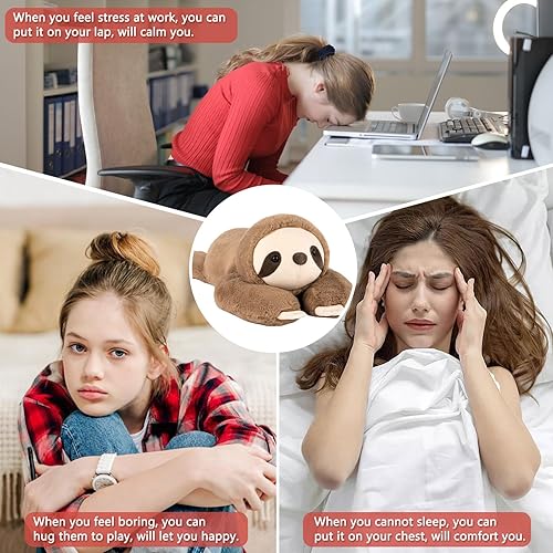 Miniatura 9 de Niuniu Daddy - Peluche con peso de perezoso para la ansiedad, almohada grande de 20 pulgadas para niños y adultos, juguete tierno como regalo