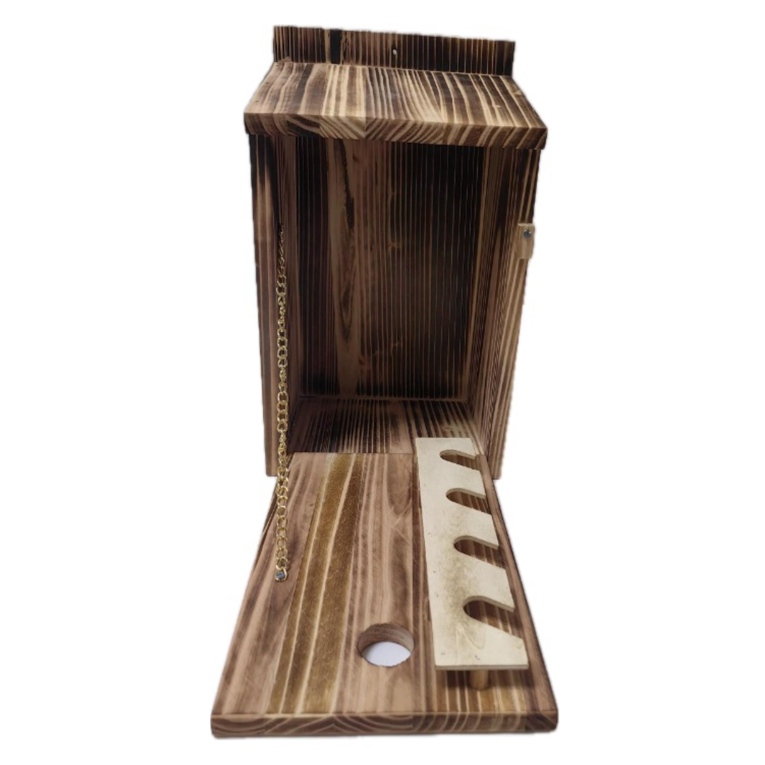 Casetta per uccelli fiammata – Decorazione da giardino nascosta – Scatola per cinguettio in legno con scomparto segreto per bottiglia, divertente idea regalo per uomini, feste in giardino e
