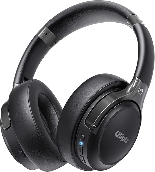 Uliptz Cuffie Wireless Bluetooth, 65 Ore Di Riproduzione, 6 EQ Modalità di Suono, Cuffie Senza Fili Stereo HiFi Over Ear con Microfono, Cuffie Bluetooth 6.0 per Viaggio/Ufficio/Telefono/PC (Nero) - 1