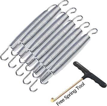 Trampoline Springs for 8ft/10ft/12ft/14ft/15ft/16ft, Heavy-Duty Galvanised, Metal Rust Resistant & Long-lasting Fitness Trampoline Springs 10pcs Fitness Trampoline Springs+1pcs springs tool