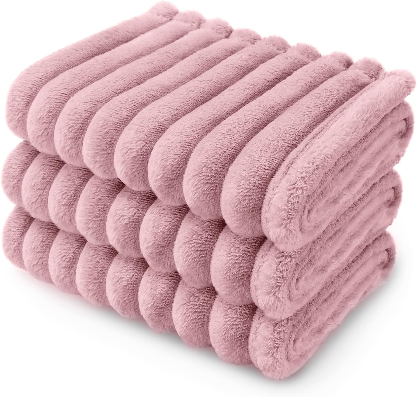 LINENLUX 1 Pack 3 Soft Fleece Dog Blanket for Pet Washable Warm Cat Puppy Fluffy Calming Flannel Beige Medium
