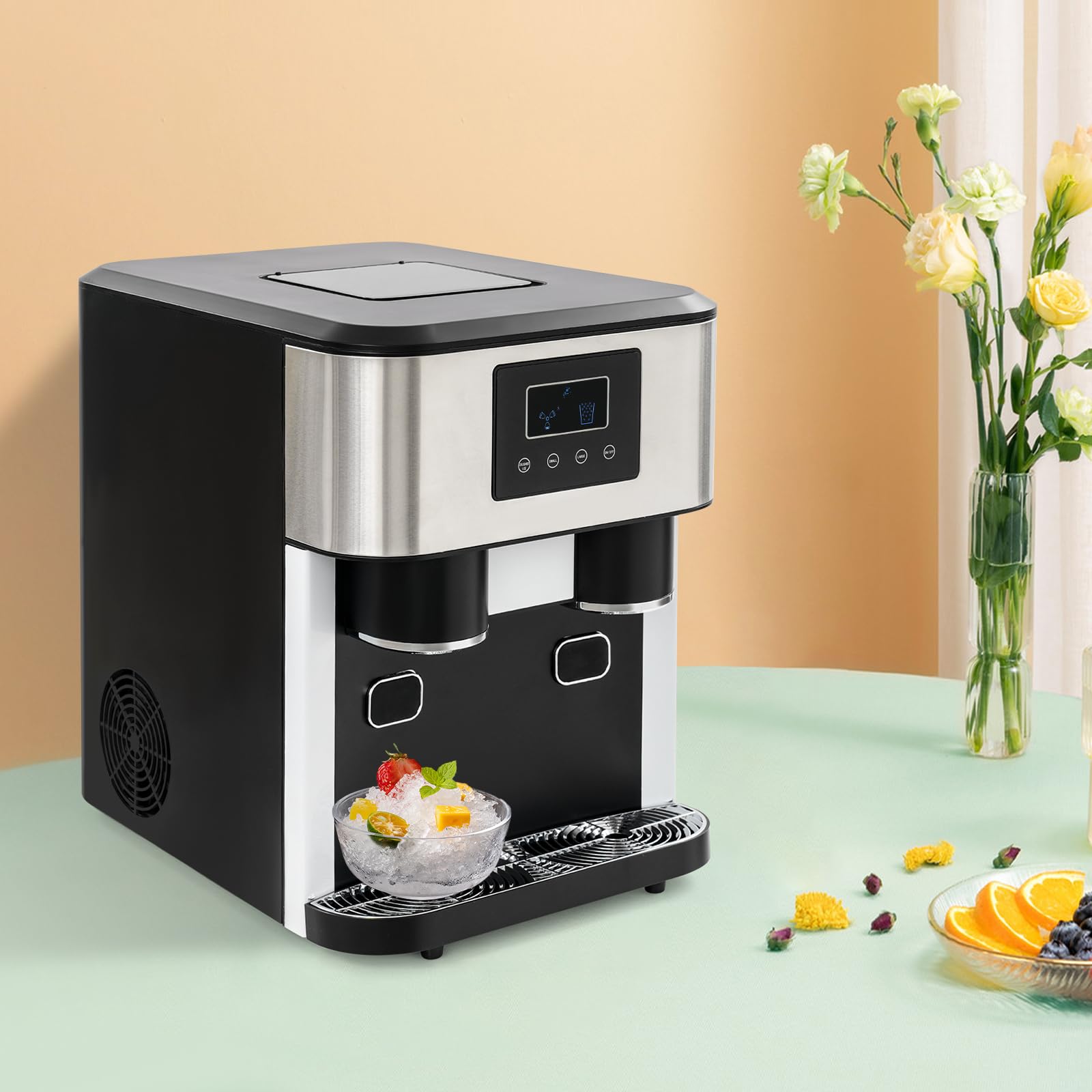 Drei-in-eins-Elektro-Eiszerkleinerer, Multifunktionaler Eisbereiter mit Großem Fassungsvermögen und LCD-Display, Geeignet Haushalte, Cafés, Büros, Bars und kleine Restaurants