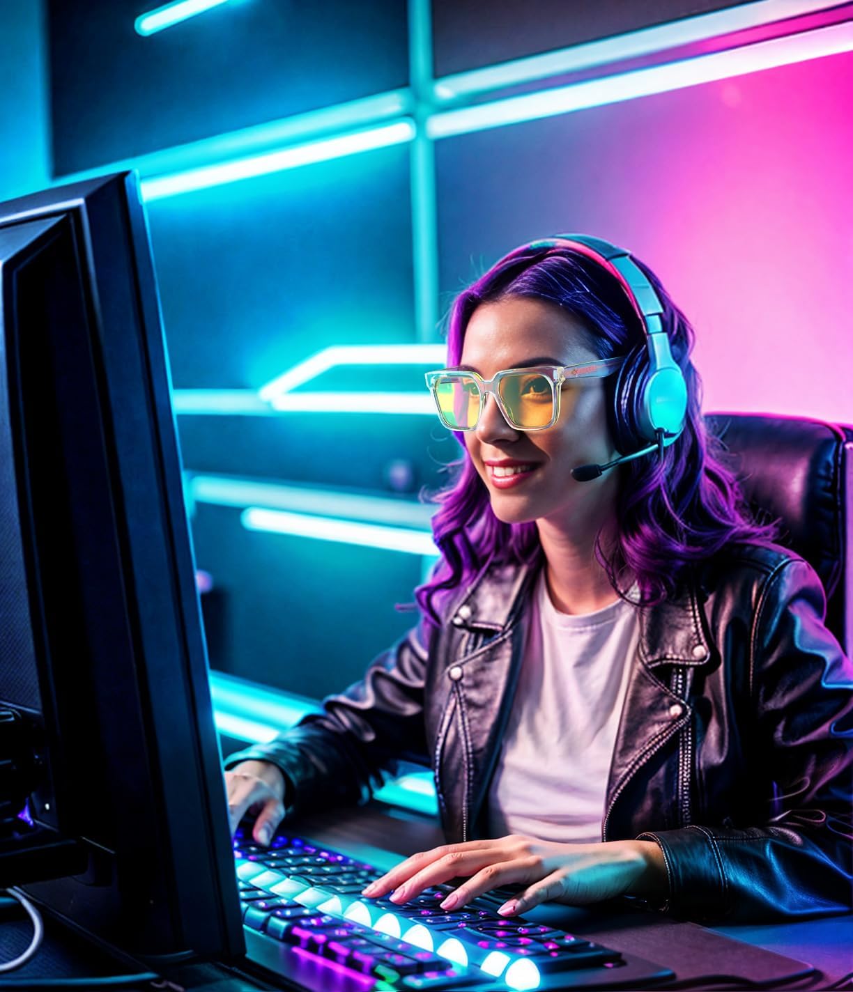 VISOONE Gaming Glasses Blue Light Blocking Oversized Square Computer Eyewear Men Women Cougar Clear Amber image 2 of 8 B0DPQCC144