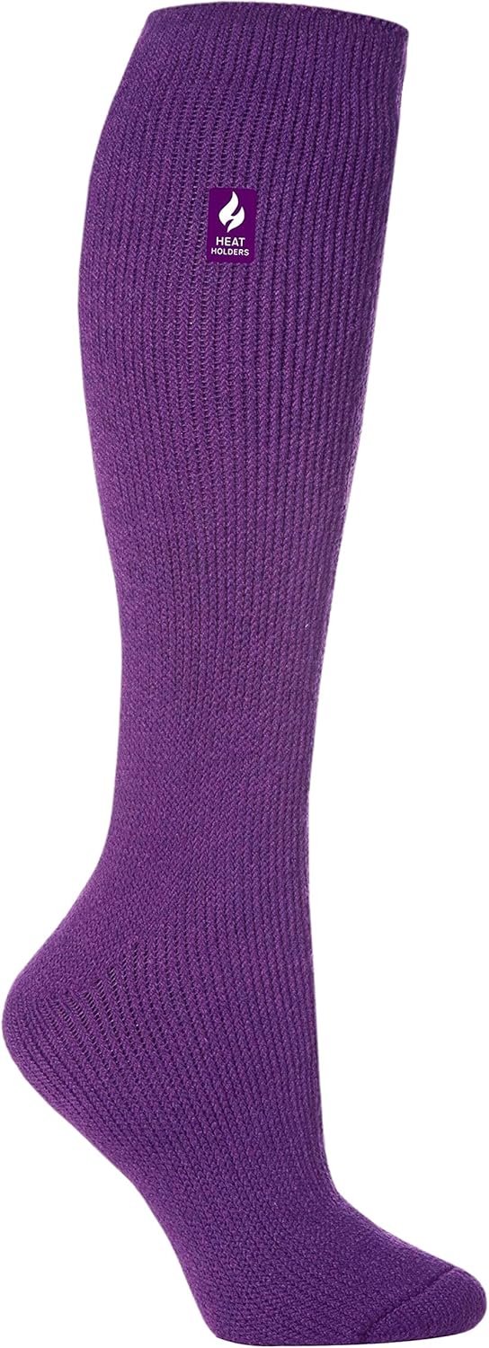 HEAT HOLDERS - Womens Extra Long Ultimate Thermal Socks, One size 5-9 us (Purple)