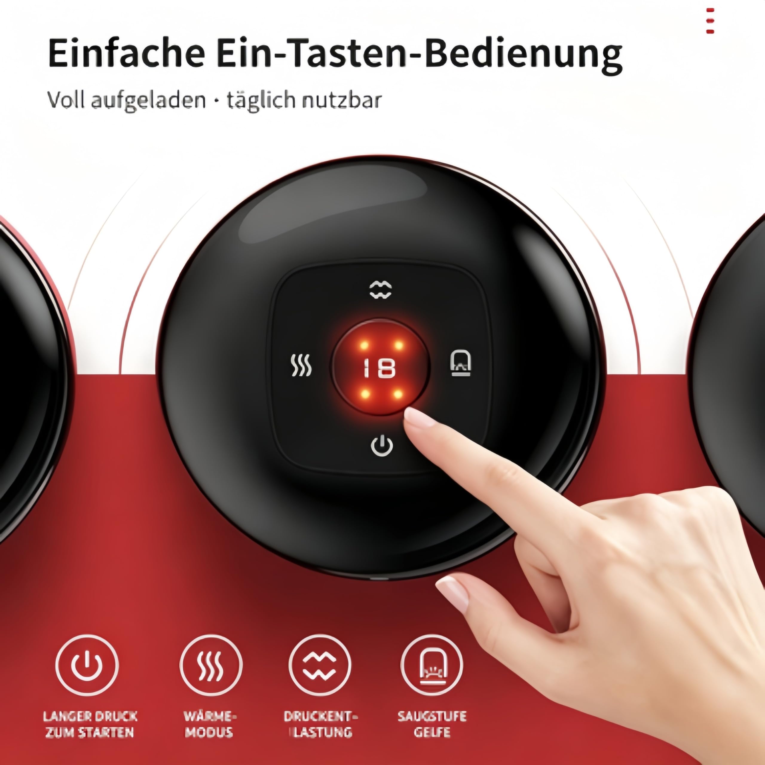Kaveo Smart Unterdruck-Massageset, elektrisches Meridian-Schabmassagegerät mit Heizfunktion (Schwarz Zwei)