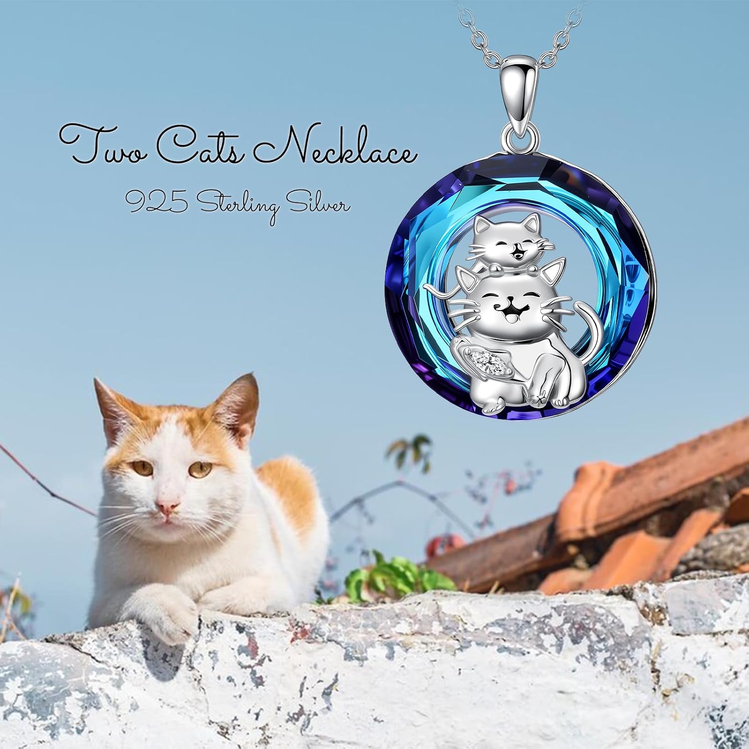 925 Sterling Silver Moissanite Panda/Cat Mother Crystal Pendant Necklace Jewelry, Cute Animal Panda Necklaces for Women Mom Birthday