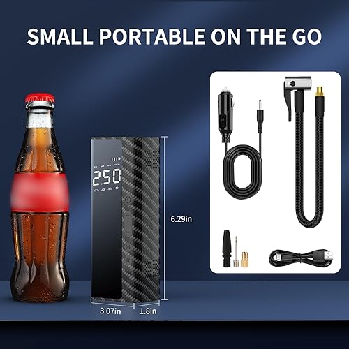 Miniatura 7 de Inflador de neumáticos, compresor de aire portátil, bomba de aire portátil de 150 PSI para automóvil, motocicleta, bomba de bicicleta eléctrica y