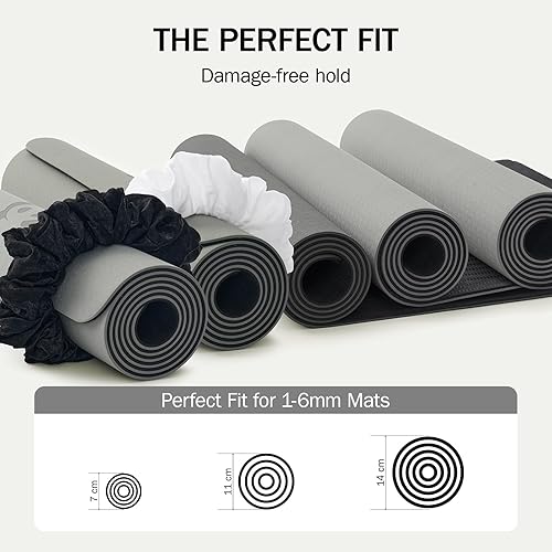 Miniatura 4 de Slim Panda Tapete de yoga Scrunchie, asegura tu tapete con estilo y linda, correa de transporte de tela de terciopelo elástica duradera que se