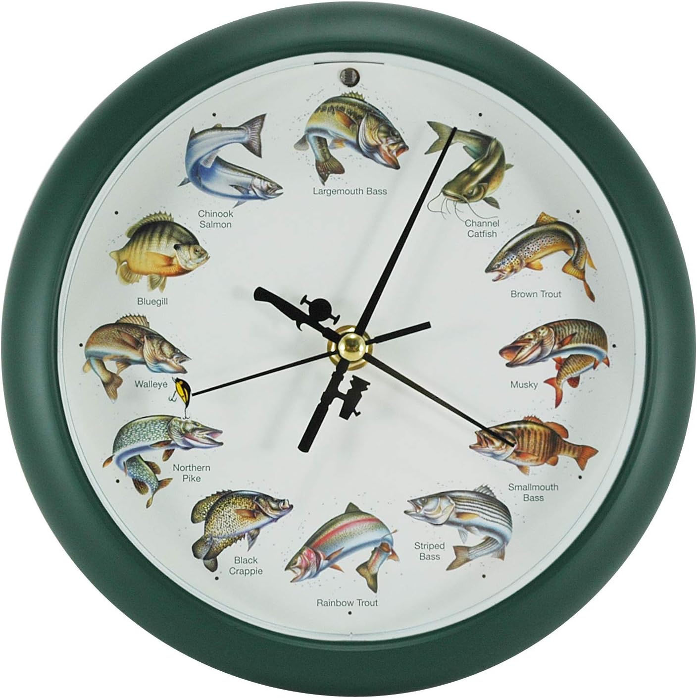 Mark Feldstein Splashing Gamefish Hourly Fishing Sounds Wall/Desk Clock, 13 Inch