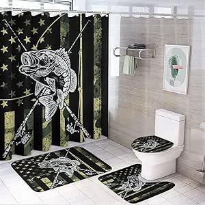 Brebasf Rustic Car Print Native American 4 Pcs Shower Curtain Bathroom Set Vintage