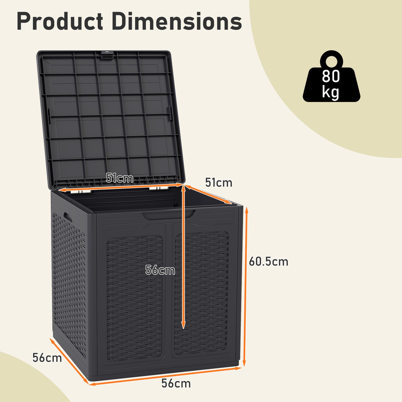 HOMASIS 145L Coffre de Jardin Rangement Imperméable, Boîte Extérieur en PP, Banc de Rangement Verrouillable pour Cour, Bord de Piscine, Terrasse, Charge 80 KG (brun)