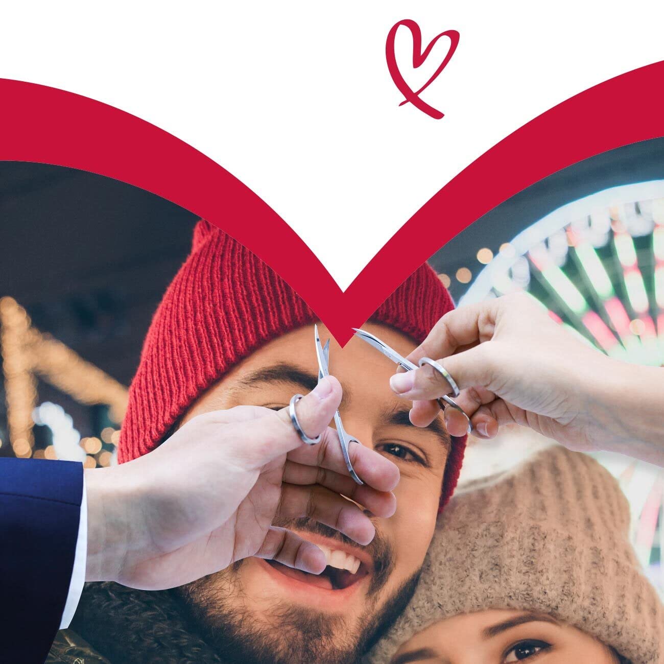 Herz & Heim® Hochzeitsbanner Herz zum Ausschneiden für Hochzeitsspiel mit Namen und Datum - Motivauswahl Fotoherz Rote Herzen