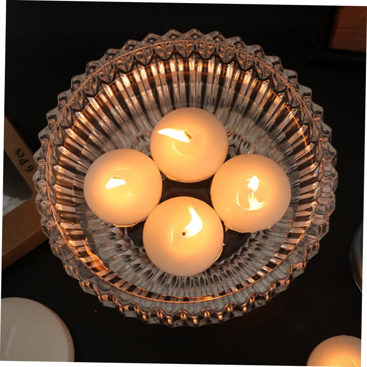 6pcs White Unscented Round Floating Votive Candles 4.5x2.5cm Small Wax Burning Candles for Wedding, Romantic Dinner, Party, and Outdoor Pool Centerpieces