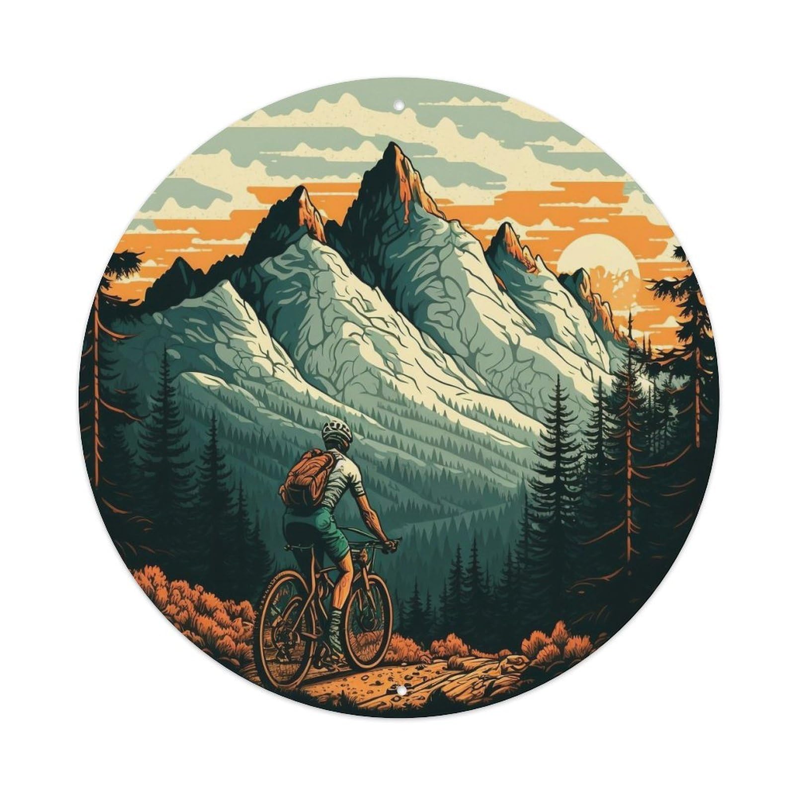 Extreme Sports Mountain Bike Autumn Forest Wind Vintage Metal Tin Sign