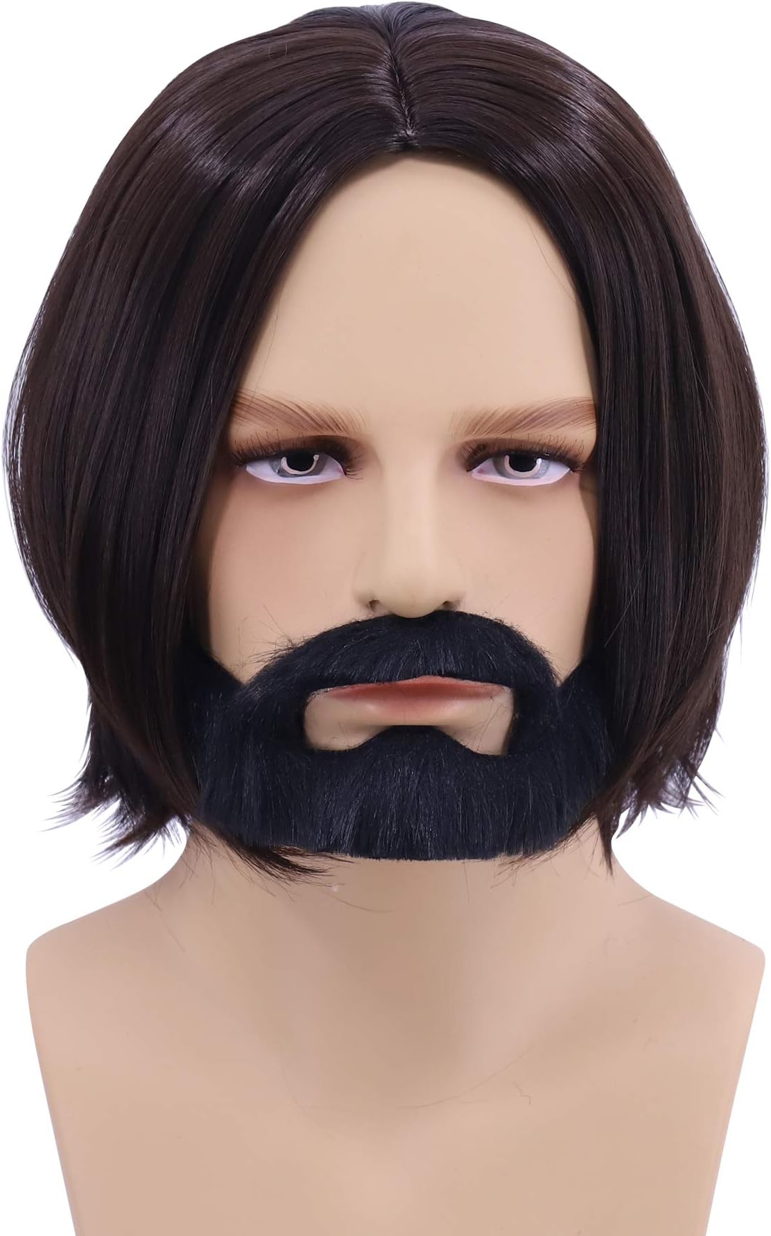 CfalaicosMens Middle Part Brown Costume Wig
