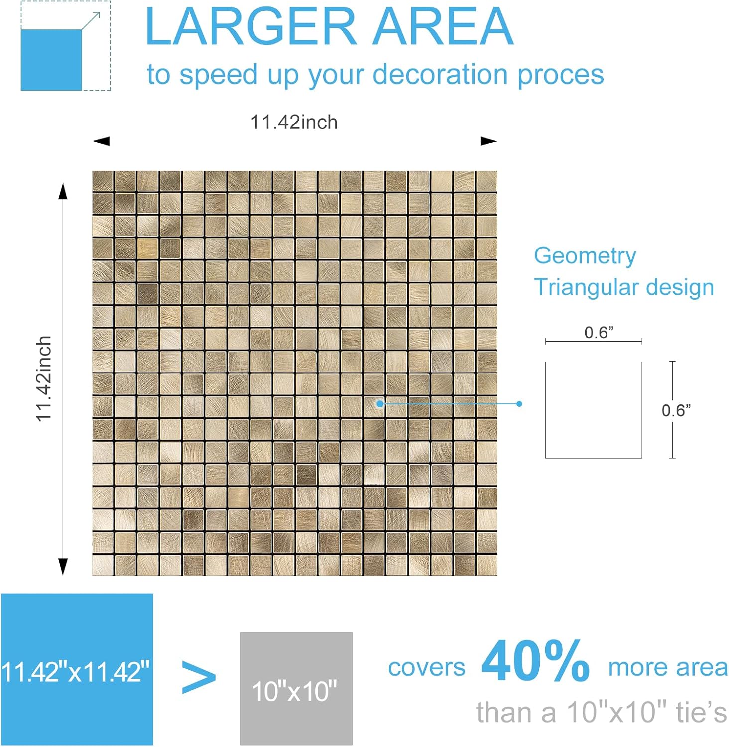 Peel and Stick Metal Backsplash, 10-Sheet Peel and Stick Metal Tiles Metal Mosaic Tile Stick on Backsplash for Kitchen Bathroom