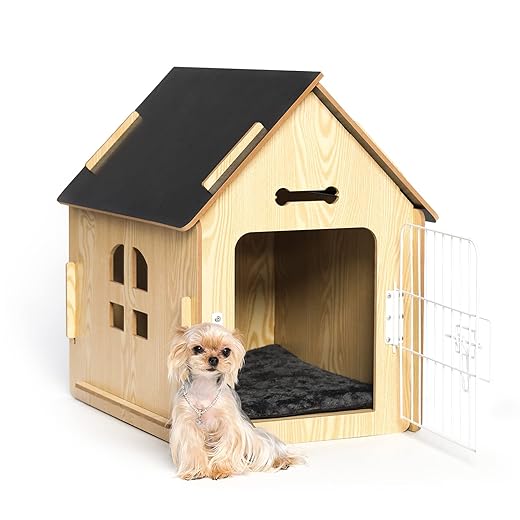 Dog House Indoor for Small Dogs or Cats, Cozy Wooden Design, Small Indoor Bed House, with Air Vents and Elevated Floor Warm Dog Cave
