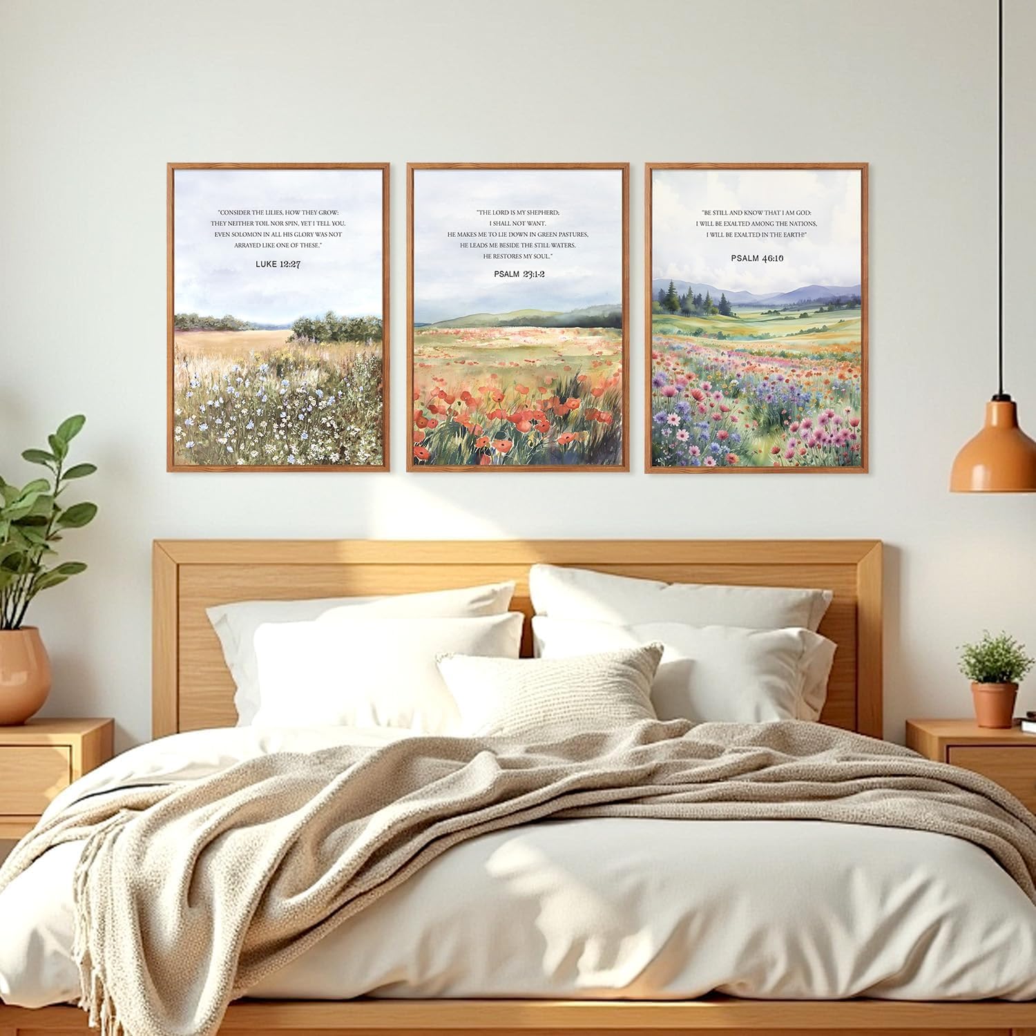 CHDITB 3 PCS Biblical Verses Floral Framed Canvas,Christian Wall Art,Inspirational Wall Decor,Scripture Inspired Landscape Wall Painting,Nature Flower Art Prints For Living Room,Bedroom Decor,30x40CM - Image 2