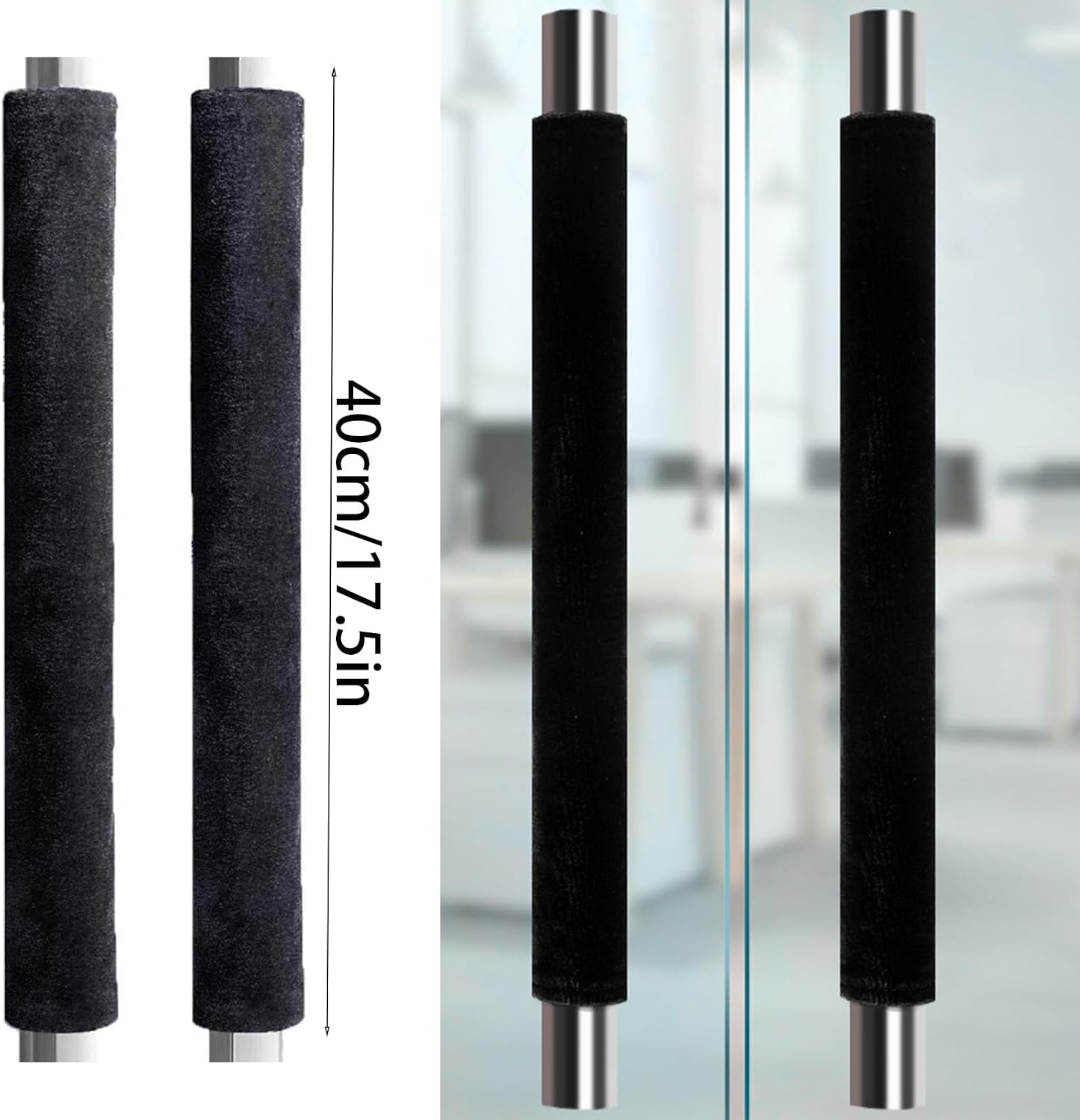 Refrigerator Handle Covers Set of 4, Velvet Fridge Door Handle Cover, Handle Covers for Refrigerator and Oven, Protector to Keep Microwave Dishwasher Appliance Clean Off Fingertips, Black
