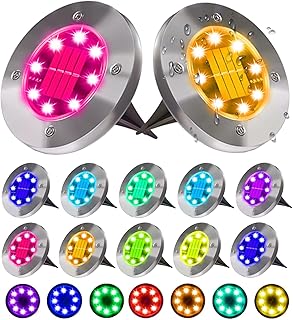 K.E.J. Solar Lights Outdoor Waterproof Solar Ground Light 12 Pack Garden Lights Disk Light Outdoor Landscaping Lights for ...