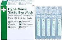 HypaClens Sterile Saline Eye Wash Pods (25 Pack) - Emergency Irrigation for Workplace First Aid
