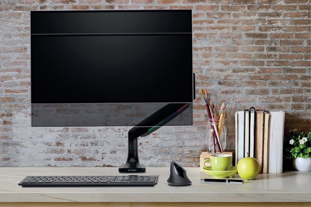 Kensington Braccio per Monitor Singolo con Piastra Vesa, Altezza Regolabile One-Touch, per l'Home Office, Molla a Gas Integrata, Nero (K59600WW)