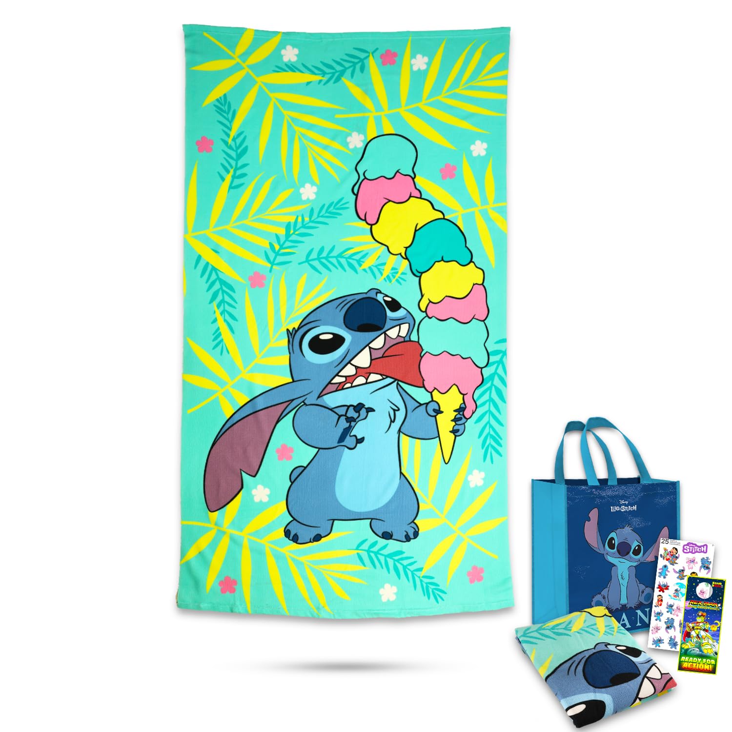 Amazon.co.jp: Disney Stitch ビーチタオルセット - ステッチマイクロ
