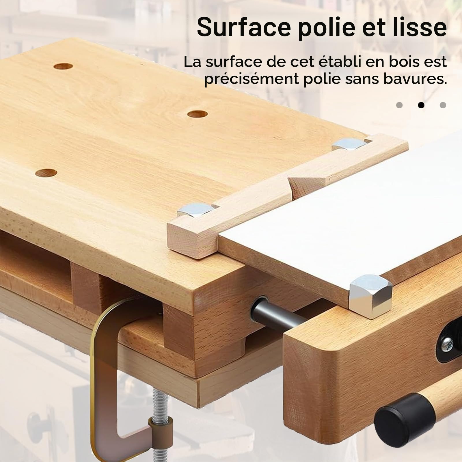 Établi de Rabotage Portable, Etabli Bois 53 x 28 x 7 cm, Étau de Travail Mobile Mini Établi Transportable Mobile & Étau pour Rabotage et Serrage