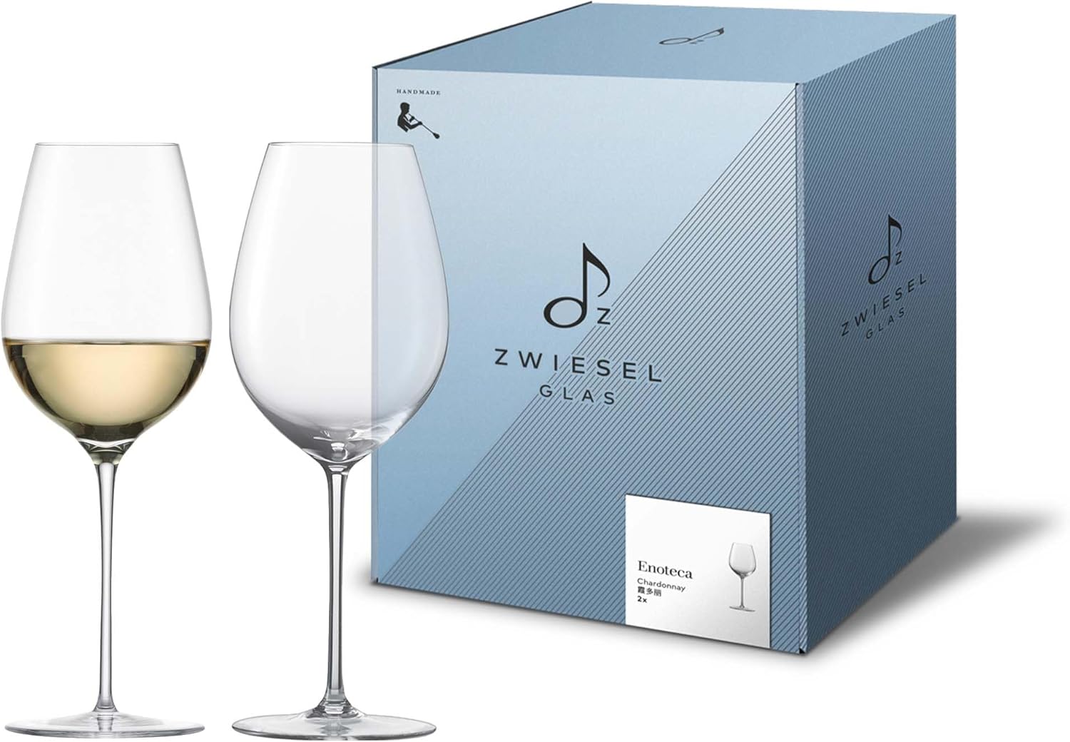 Zwiesel Glas Chardonnay Enoteca White Wine Glass (Set of 2), Hand-Blown Wine Glasses, Elegant Crystal Glasses for White Wine (Item No. 122084)