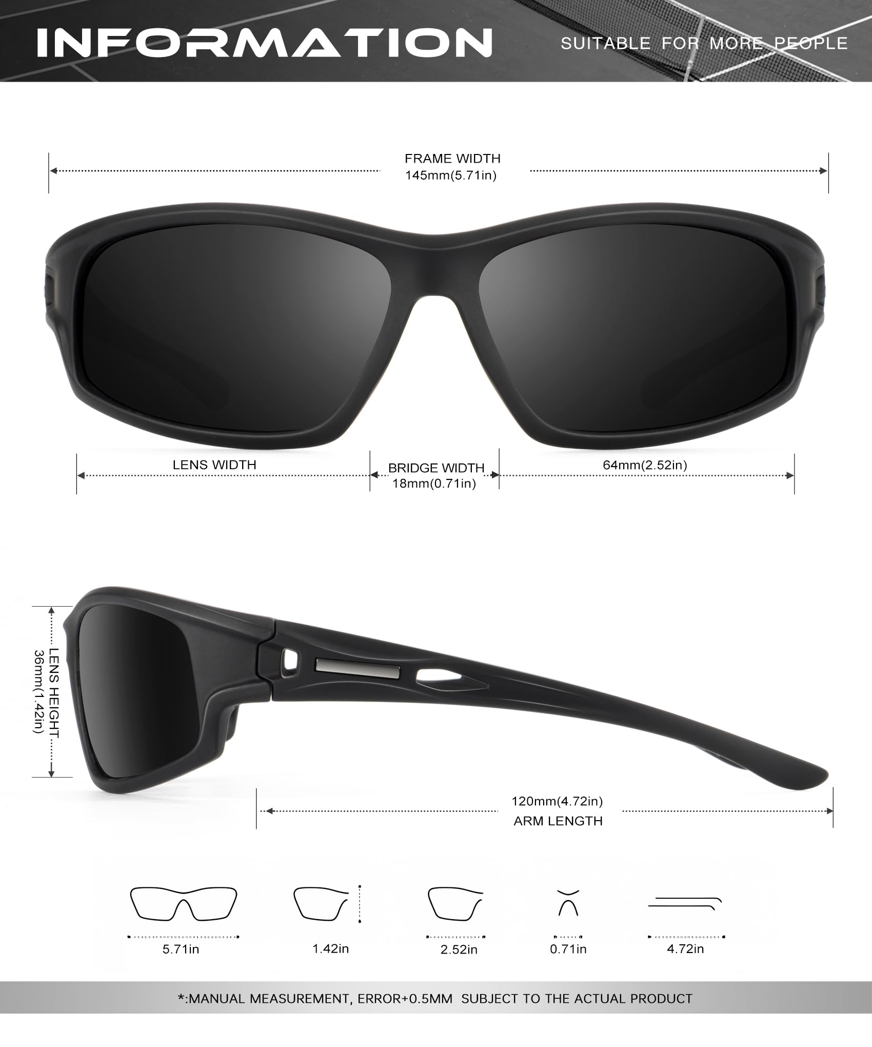 Occhiali da sole polarizzati da uomo sportivi: occhiali da sole avvolgenti per corsa, ciclismo, golf, protezione UV, confezione da 3