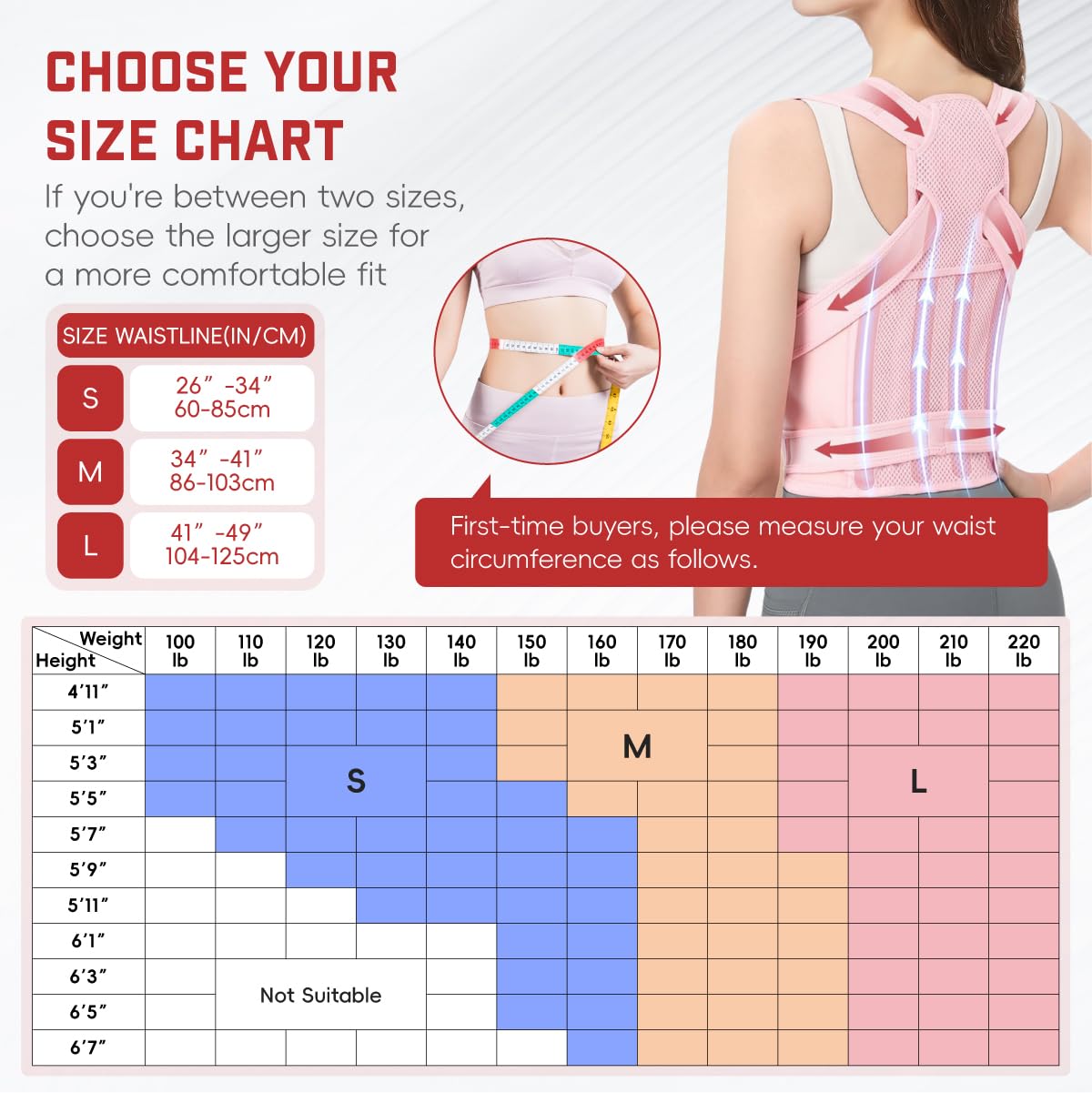 Corrector de postura de espalda para hombres y mujeres, enderezador ajustable para el hombro con respaldo completo, alivio del dolor de espalda y espalda baja y superior y escoliosis (rosa