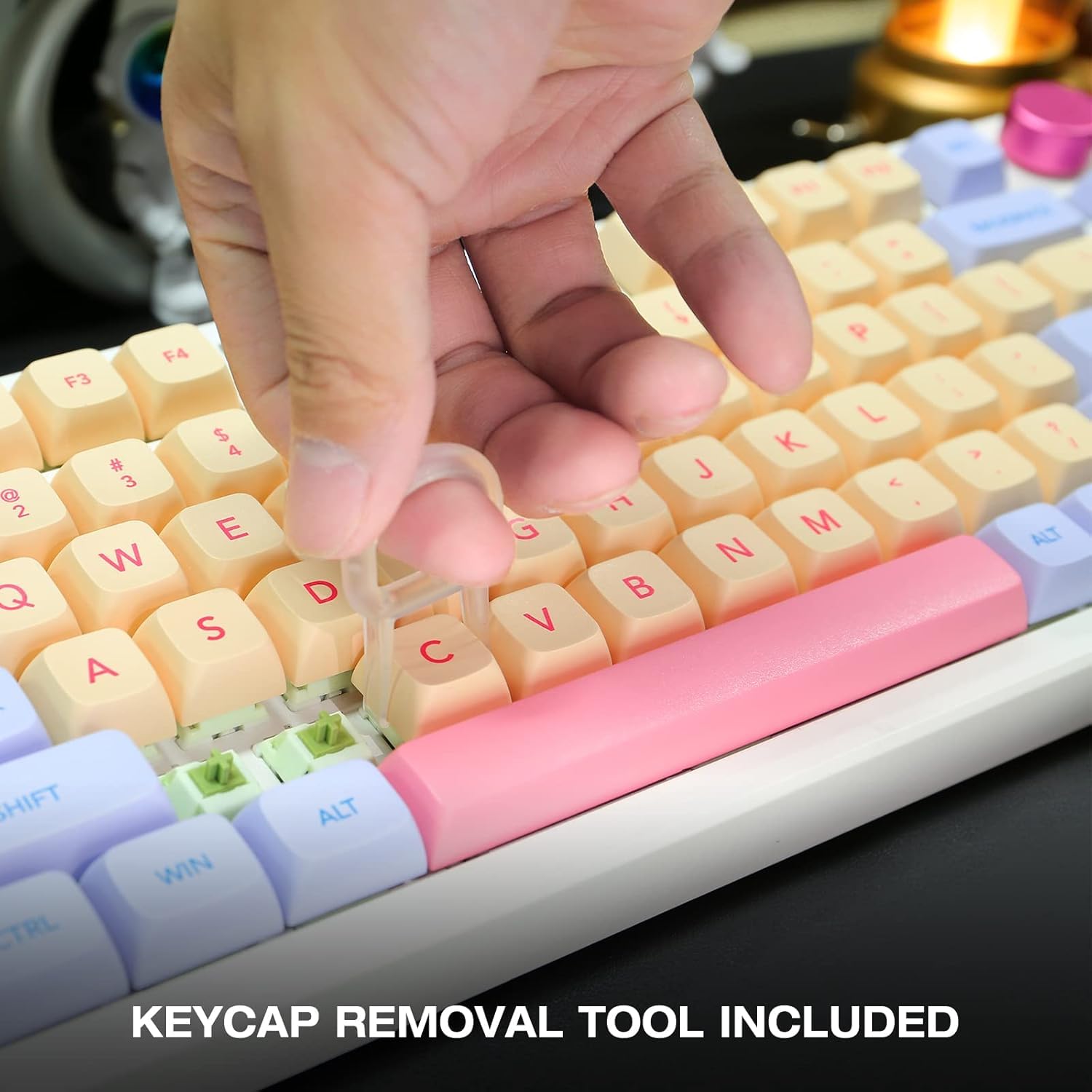 Catekro XDA PBT Tastenkappen Set – 139 Tasten, Abgerundet, Gelb, Für Mechanische Tastaturen (61% Bis 108 Tasten)