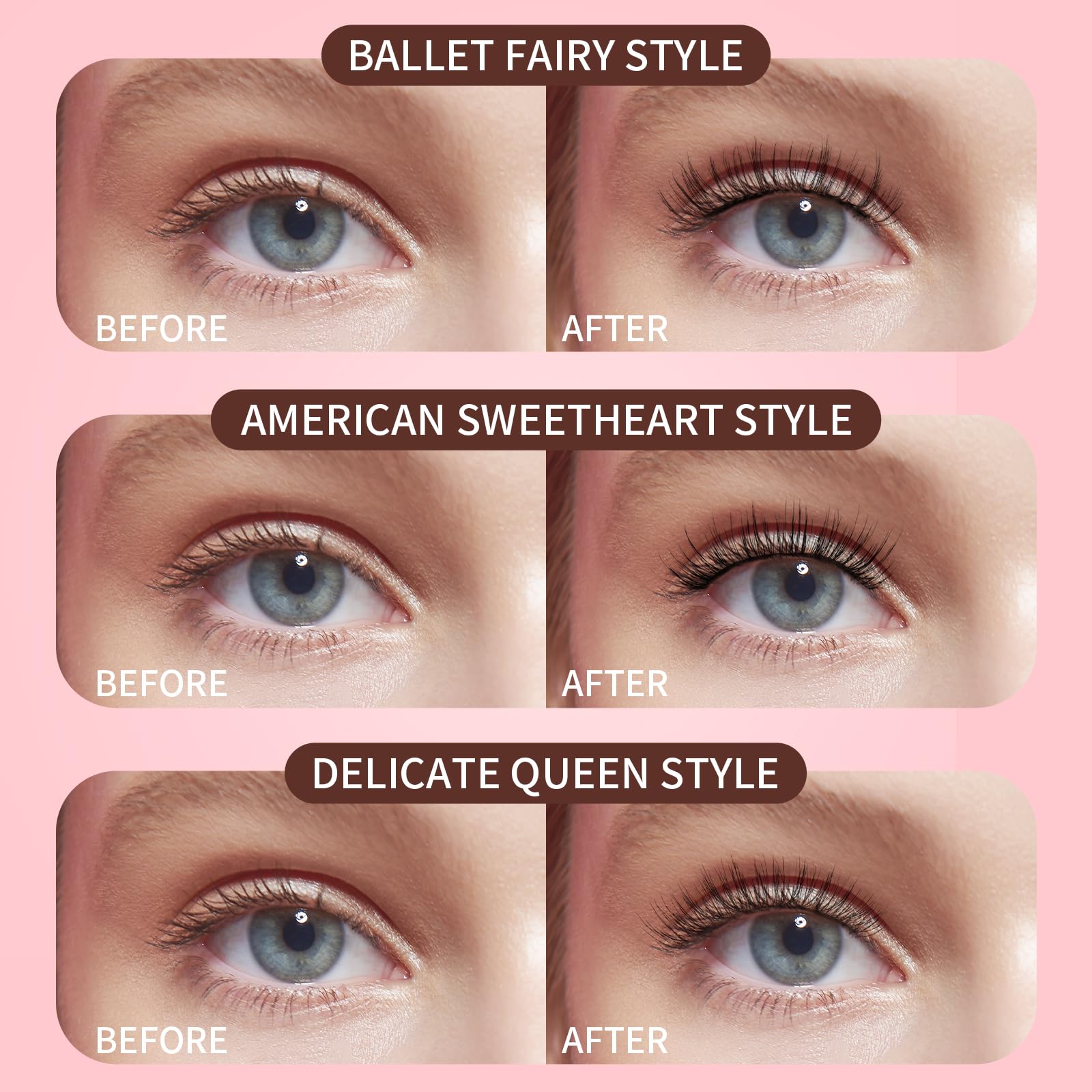 Pestañas magnéticas, pestañas magnéticas dobles reutilizables sin delineador de ojos, pestañas magnéticas de aspecto natural con aplicador, pestañas postizas con imanes suaves, sin pegamento y sin 6