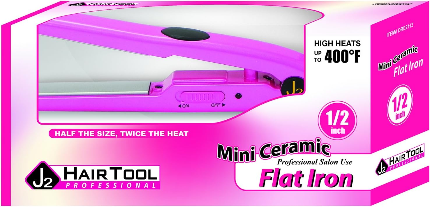 J2 Hair Tools Professional Salon Hot Pink Mini Flat Iron