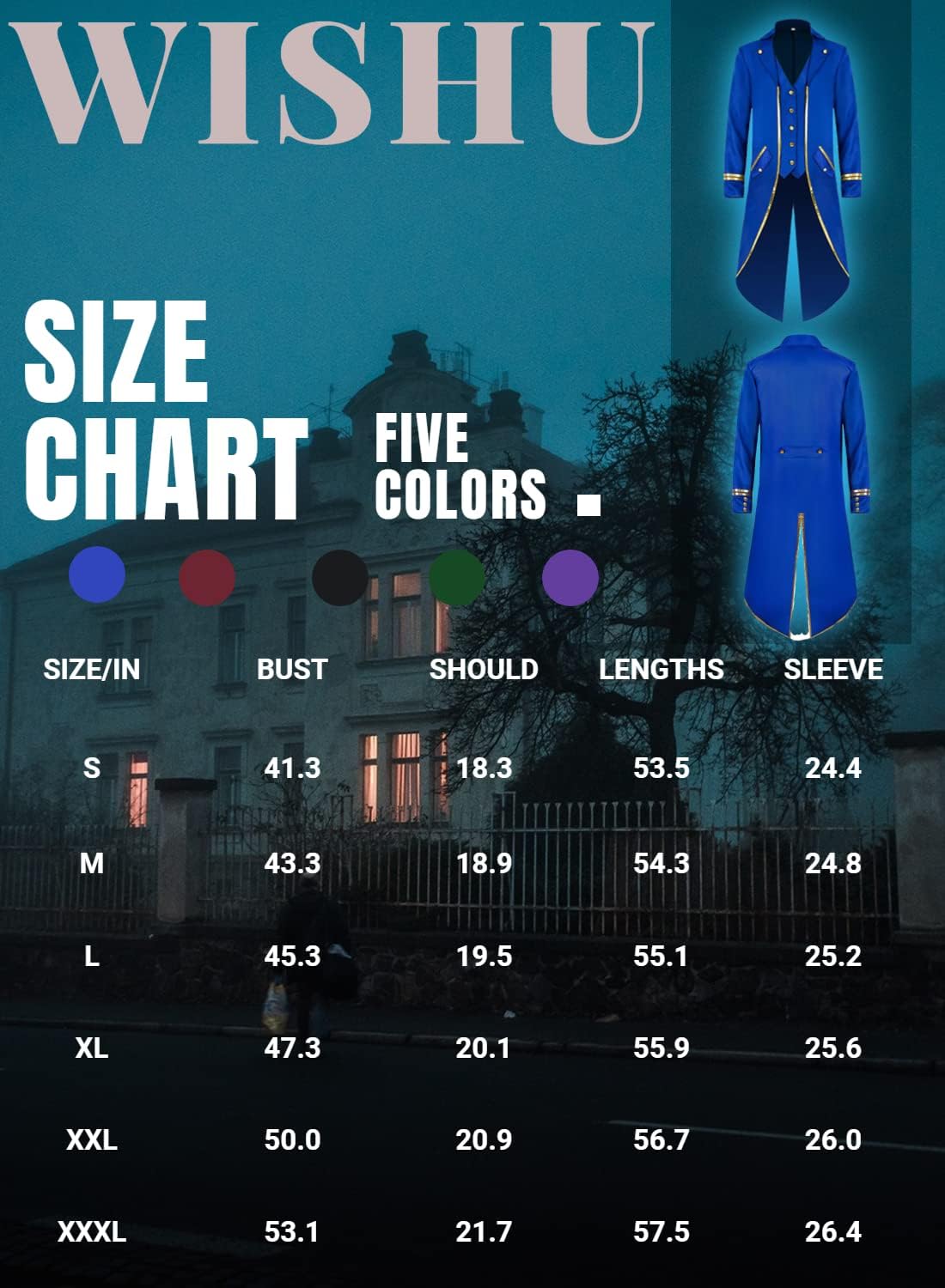 WISHU Mens Steampunk Medieval Jacket, Gothic Victorian Renaissance Tailcoat Vampire Halloween Costume Vintage Frock Coat - Image 6