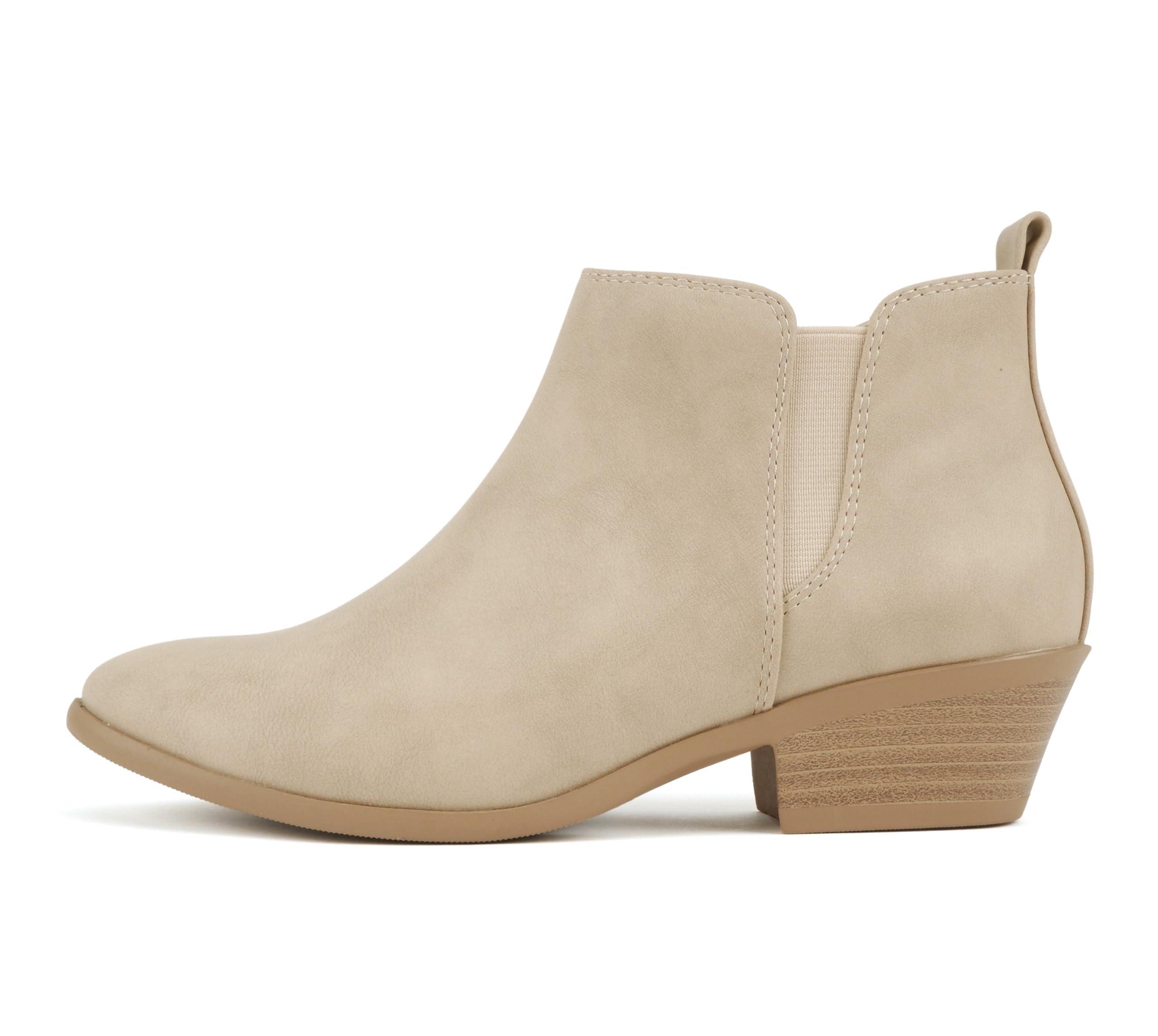 Soda CHARMER Women Pointed Toe Elastic Gore Low Heel Ankle Bootie with Zipper Closure