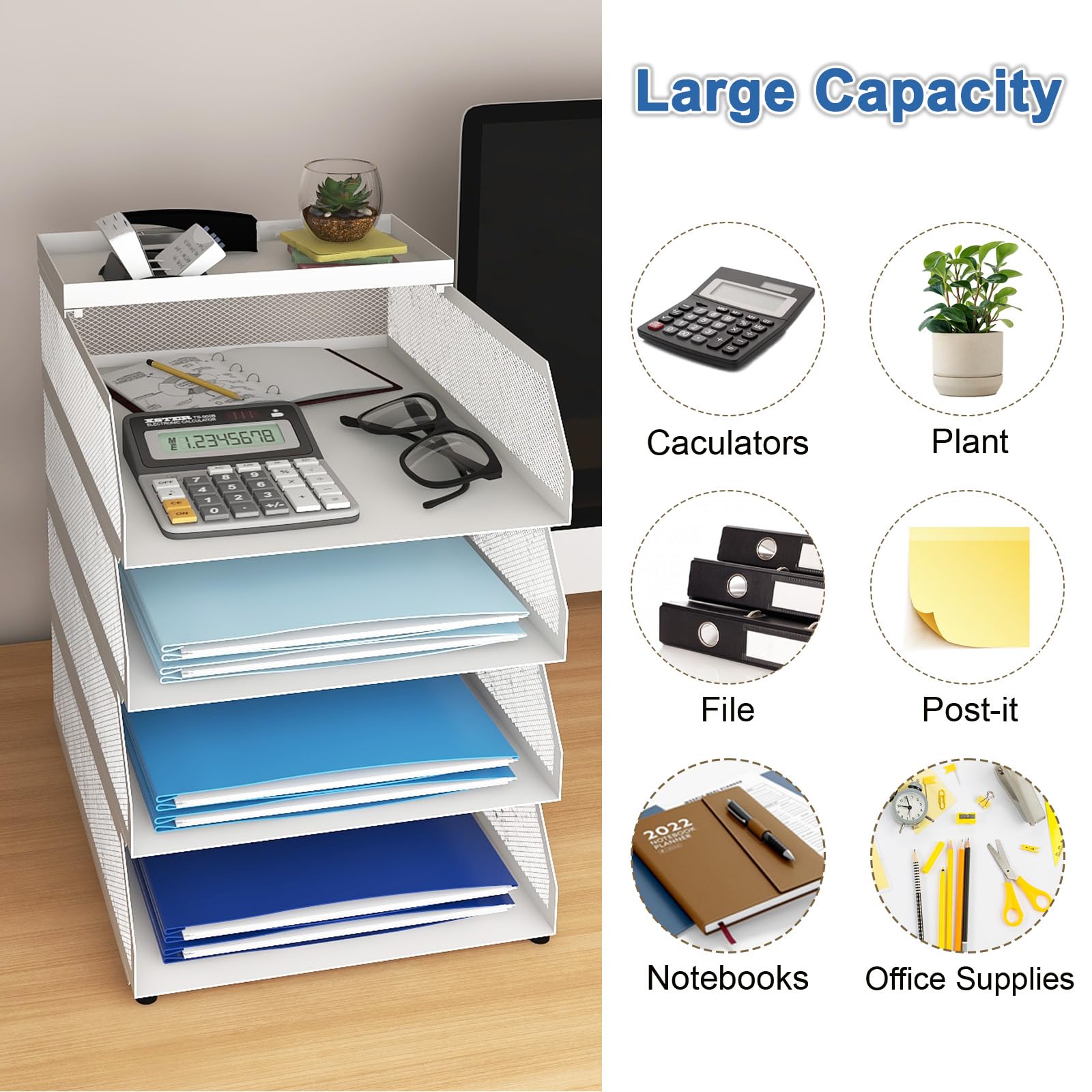 Snapklik.com : Natwind 4-Tier Stackable Paper Tray, Metal Mesh Desktop ...